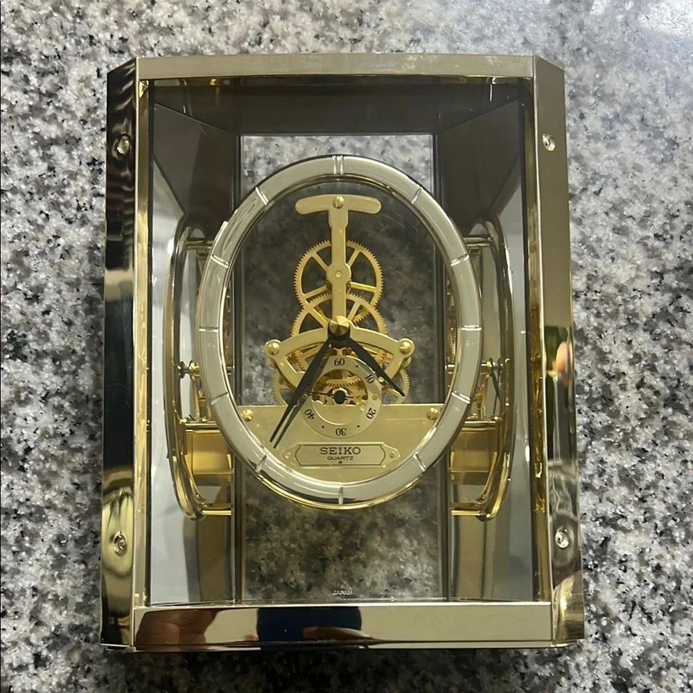 Seiko Gold and Silver Skeleton Quartz Clock